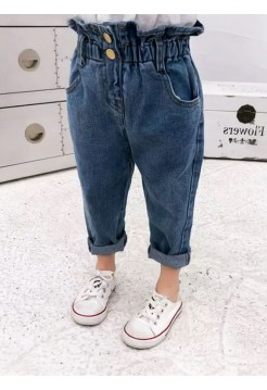 Джинсы на девочку с высокой посадкой на резинке